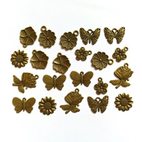 Zawieszka Charms metalowy Papermania Kwiat i Motyle, Róża, 1szt - 2